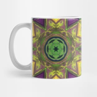 Mosaic Kaleidoscope Flower Green Yellow and Purple Mug